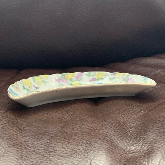 Lefton Lilac Chintz Moon Shaped Bone Dish - Picture 9 of 12